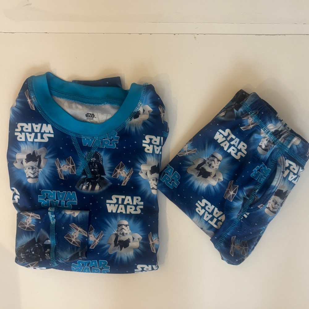 Star Wars Kids Long Underwear Pajama Set - Blue and White
